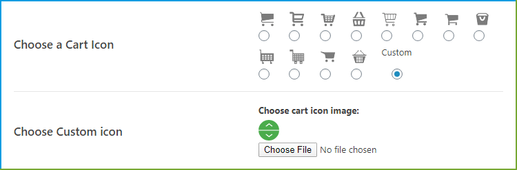 Cart and custom icons.