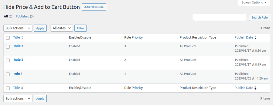 Create Multiple Rules to Hide Price and Add to Cart