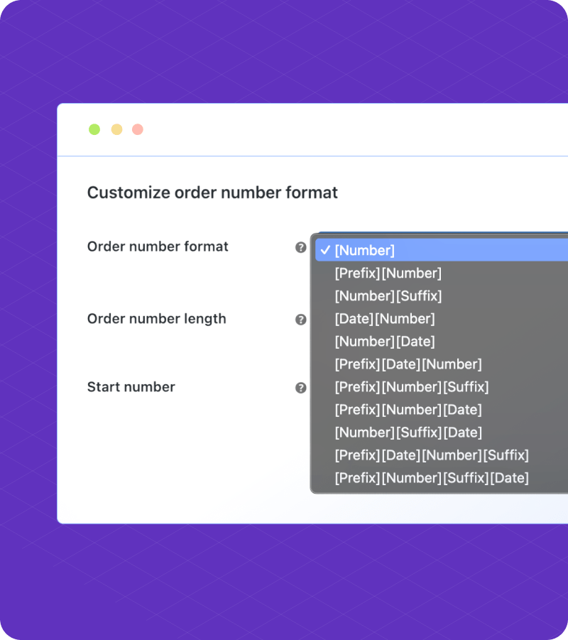 Set Custom Prefix, Suffix, or Start Number 